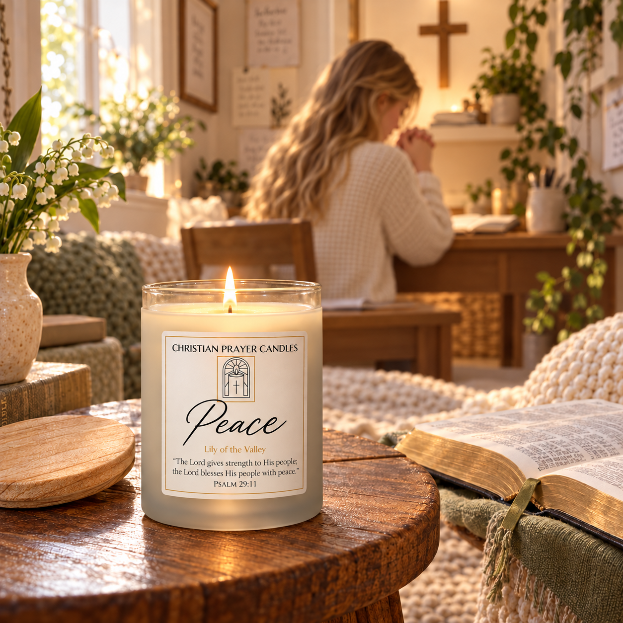 Peace prayer candle